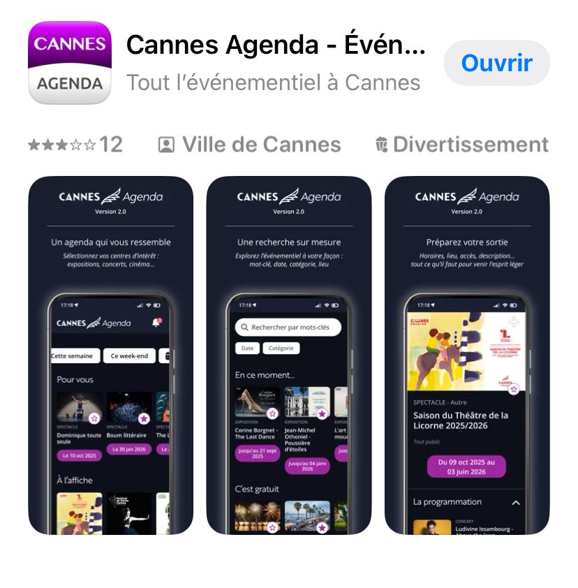 Cannes Agenda : l’application mobile officielle des événements de la Ville de Cannes